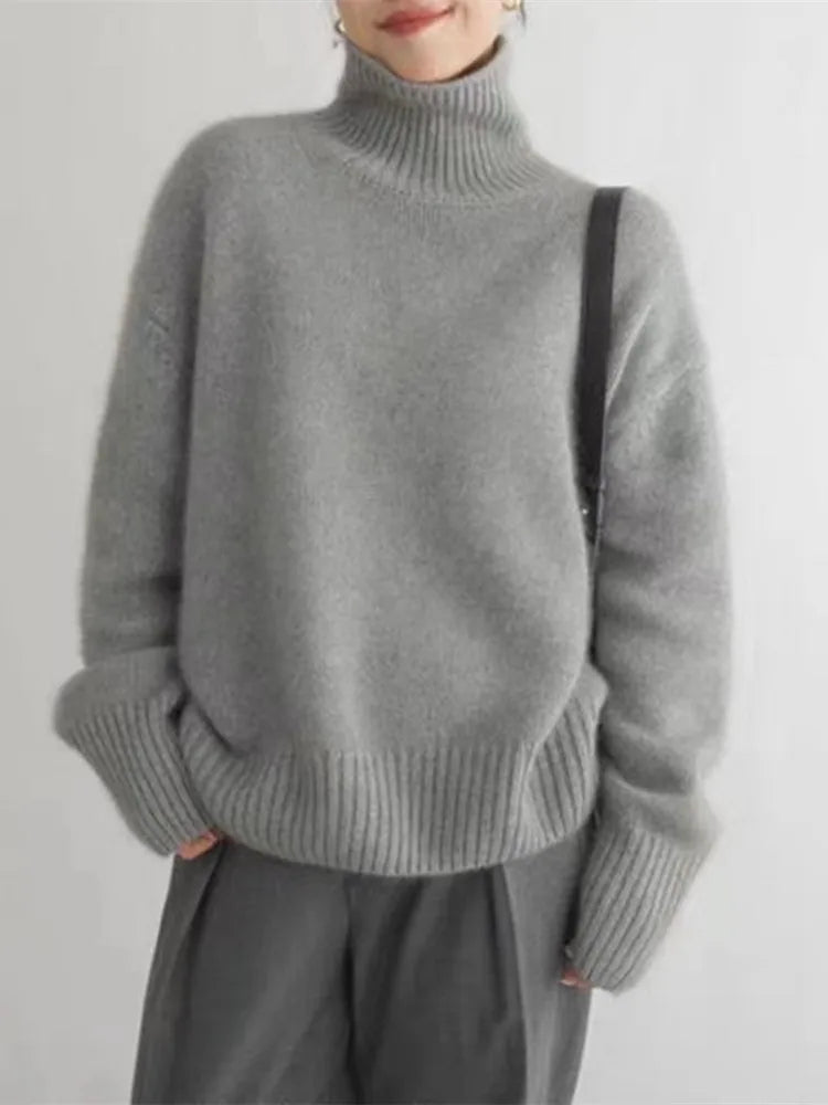 ISABELLA CASHMERE HIGH-NECK SWEATER Olyndra London