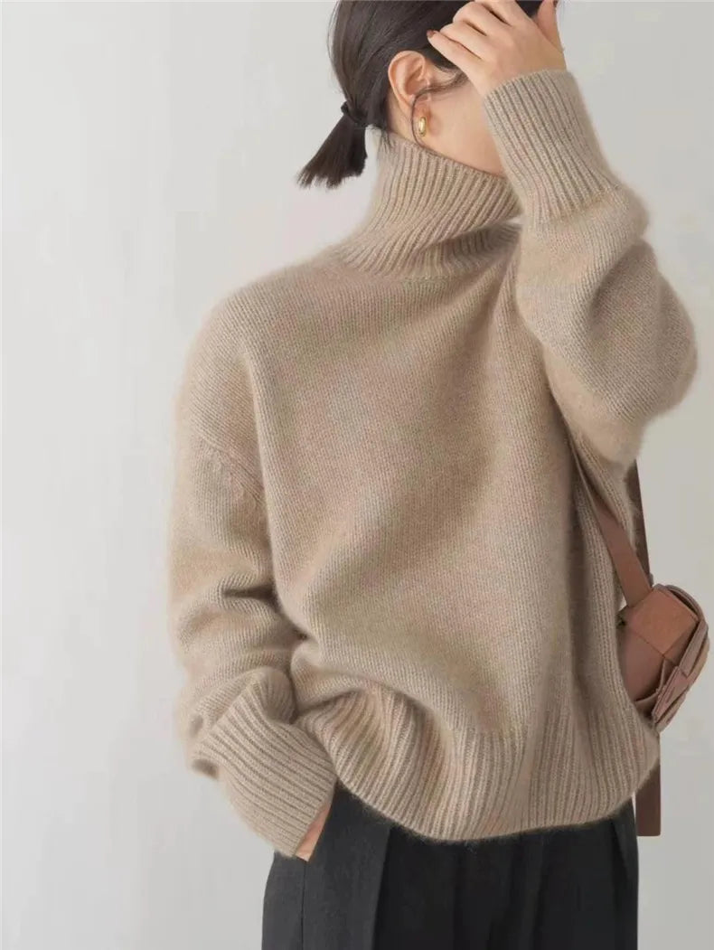 ISABELLA CASHMERE HIGH-NECK SWEATER Olyndra London