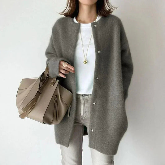 VANNA™ ELEGANT BUTTONED KNIT JACKET Olyndra London