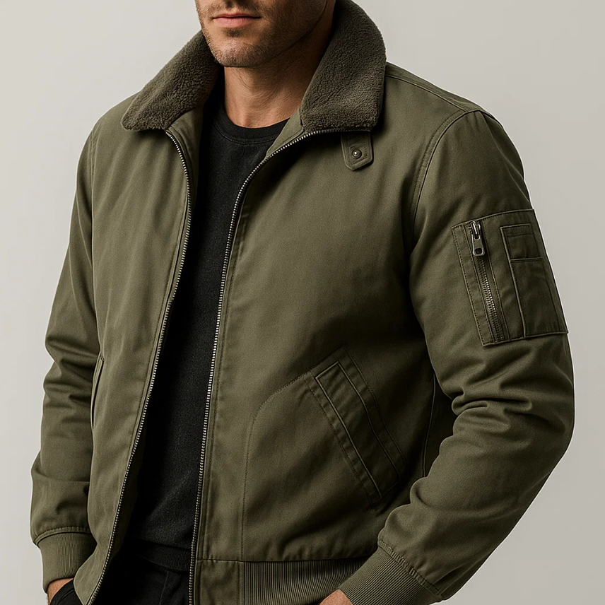 GRAHAM FLEECE BOMBER JACKET Olyndra London