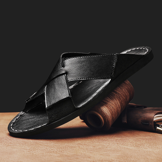 LUCA LEATHER SLIDES Olyndra London