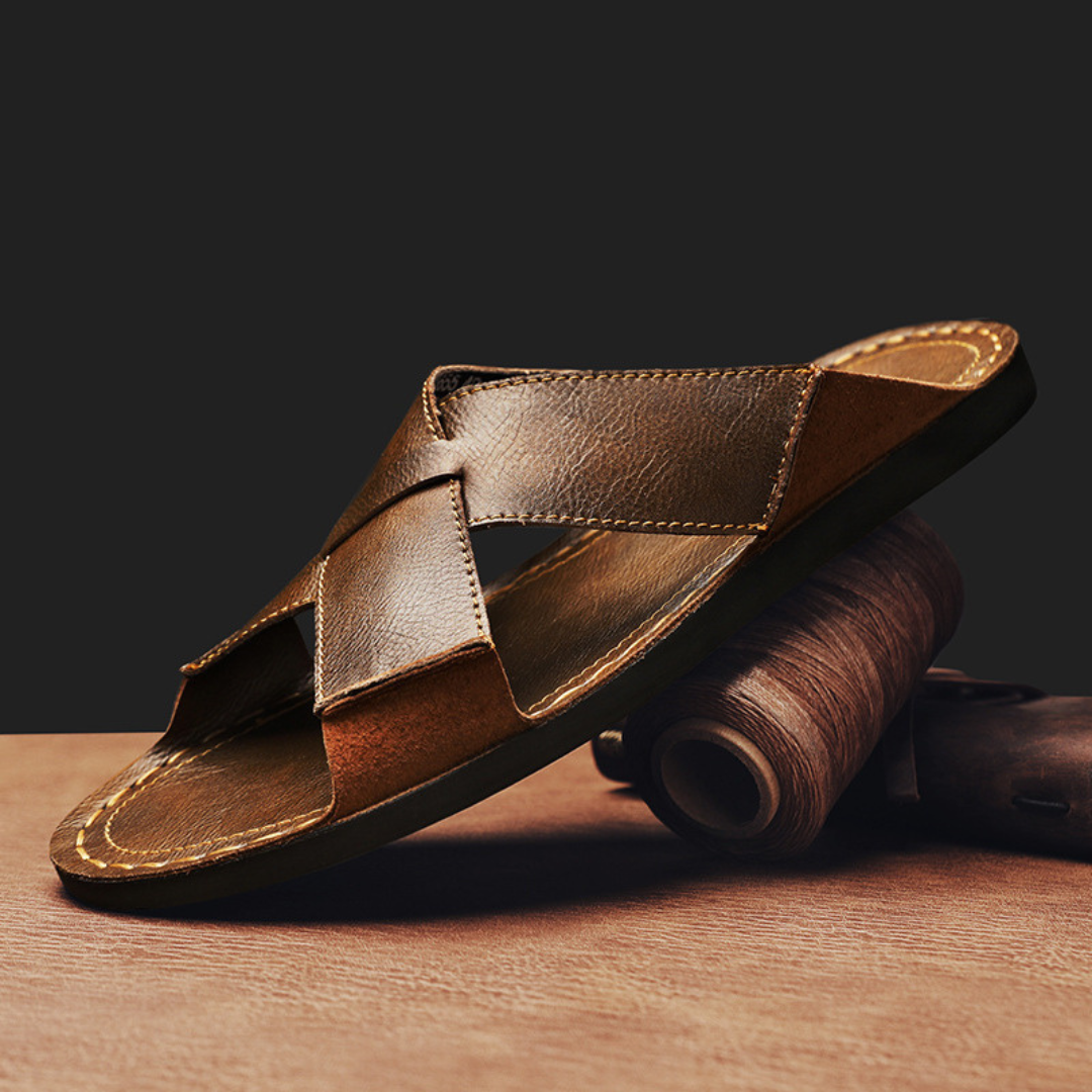 LUCA LEATHER SLIDES Olyndra London