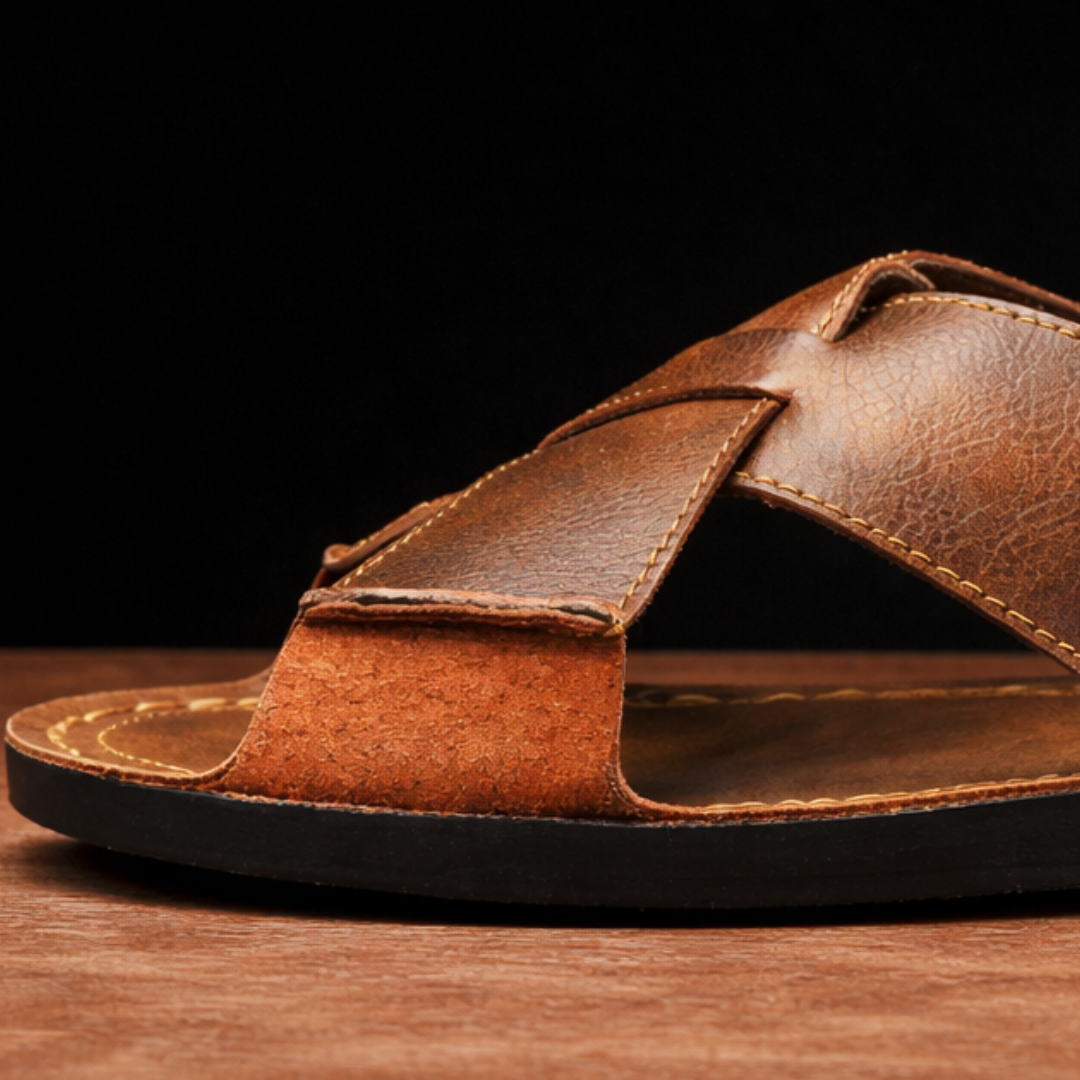 LUCA LEATHER SLIDES Olyndra London