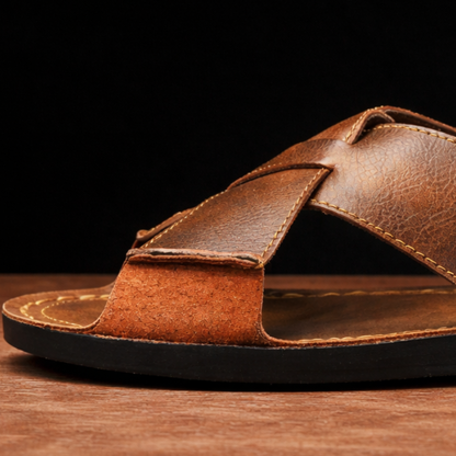 LUCA LEATHER SLIDES Olyndra London